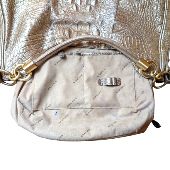 Gold Brahmin Melbourne Carmela Croc Embossed Hobo Shoulder Bag - Picture 8 of 8